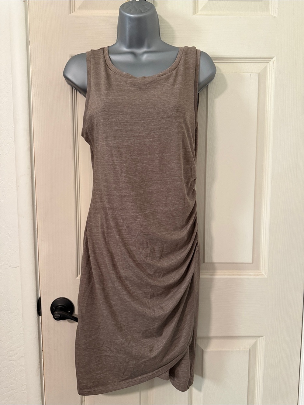 Melrose and Market Sleeveless Brown Midi Dress with Side Ruching